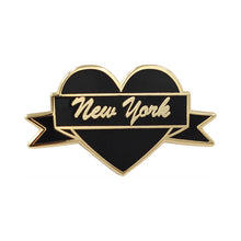 Load image into Gallery viewer, Real Sic - I Heart New York – Black &amp; Gold City Pin