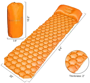 Inflatable Sleeping Pad w/Adjustable Pillow | Portable, Ultralight Compact Travel, Camping Sleep Mat | Cushioned Support | Waterproof