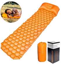 Load image into Gallery viewer, Inflatable Sleeping Pad w/Adjustable Pillow | Portable, Ultralight Compact Travel, Camping Sleep Mat | Cushioned Support | Waterproof
