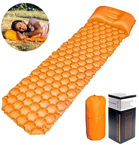 Inflatable Sleeping Pad w/Adjustable Pillow | Portable, Ultralight Compact Travel, Camping Sleep Mat | Cushioned Support | Waterproof